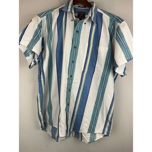 Chaps Ralph‎ Lauren Vintage Striped Short Sleeve Button Up Shirt Sz Large